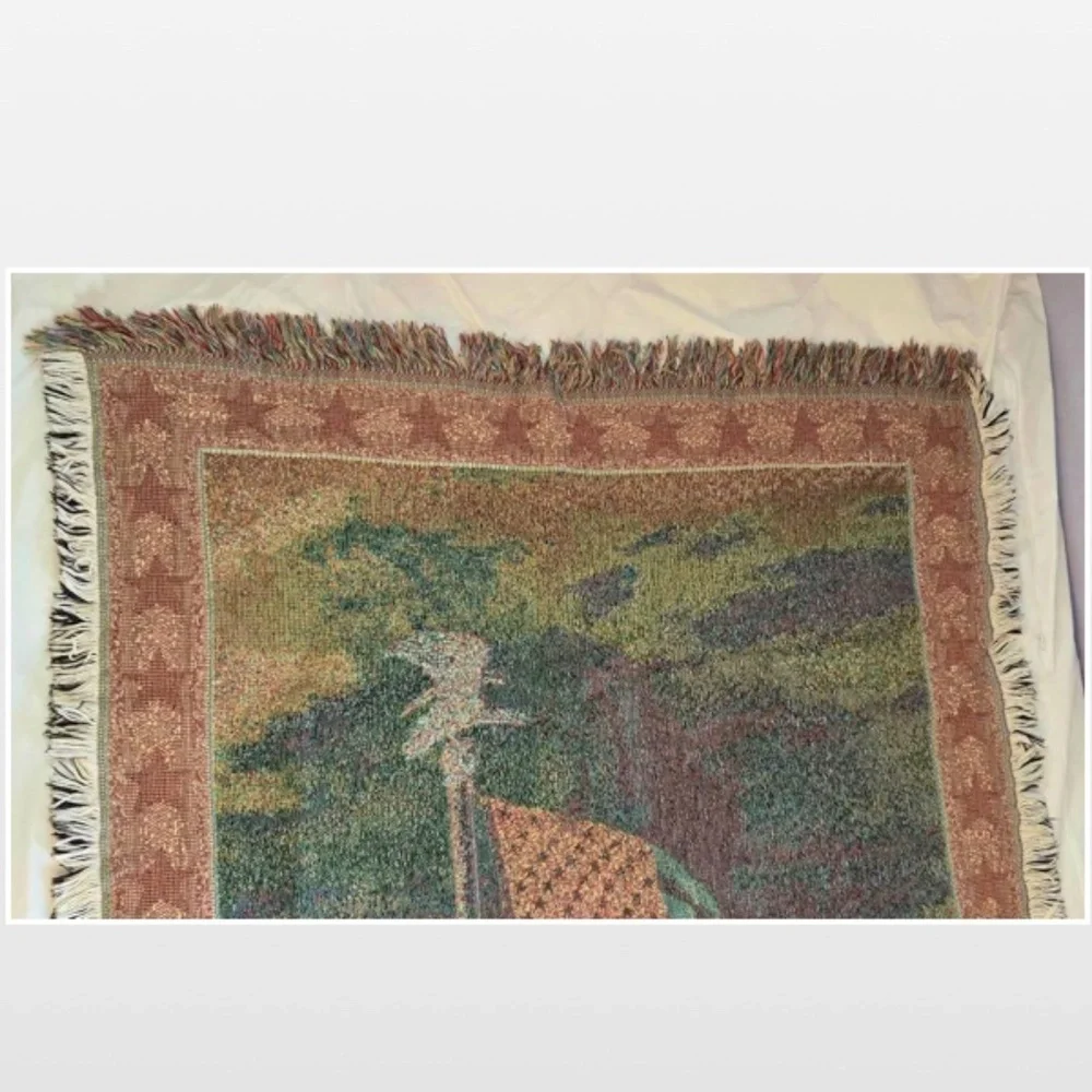 VTG Mohawk Thomas Kinkade Light Of Freedom Blanket Throw Tapestry NY USA Vintage